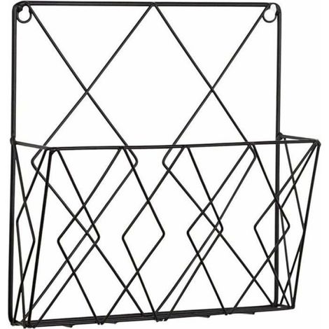 Porte-Revues Mural - Métal Noir - 25 x 26 cm - Support Vertical pour Magazines Journaux Courrier - 1 Pièce (1/4)
