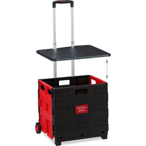 Práctico carro de la compra plegable con tapa moderna 99 x 45,5 x 37,5 cm de ABS negro 130009927 (1/5)