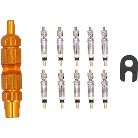 Kit of tools of disassembly of core of Valve of bicycle, Kit of repair in brass French for bicycle of montagne yellow 10 pieces (1/5)