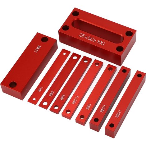 Jeu de 9 blocs de calage en alliage d'aluminium pour réglage de hauteur, barres de mesure pour fraiseuse et scie circulaire à table. (1/5)