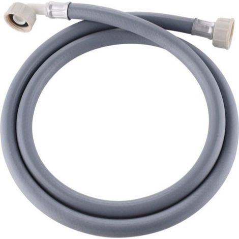 Flexible d'alimentation pour machine à laver, 2m, raccords droits Femelle Femelle coudé 3/4", matière thermo gomme, pression max 4 bars, compatible toutes marques