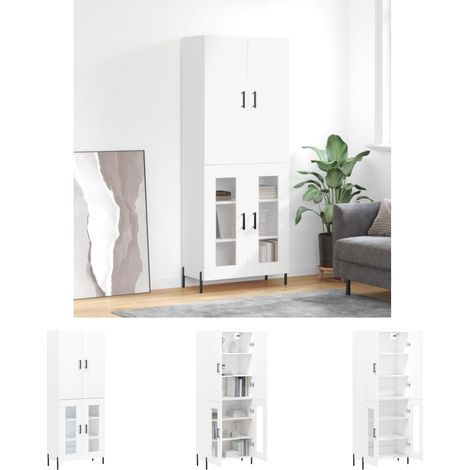 Stauraum - vidaXL Highboard Weiß 69,5x34x180 cm Holzwerkstoff - Wohnzimmer (1/5)