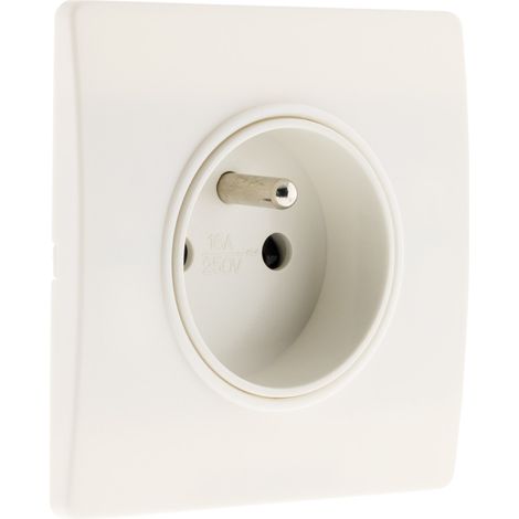 Zenitech – Prise 2P+T 16A encastrable – Bornes automatiques pour raccordement rapide – Normes NF et CE – Finition blanche élégante