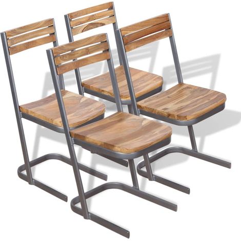 Lot de 4 Chaises de salle à manger, Chaise à dîner, Fauteuils de Relaxation bois de teck massif BGT73435 (1/5)