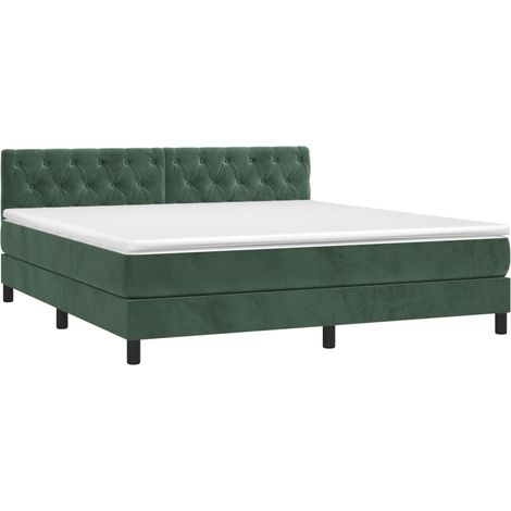 Sommier à lattes de lit et matelas Vert foncé 160x200cm Velours vidaXL