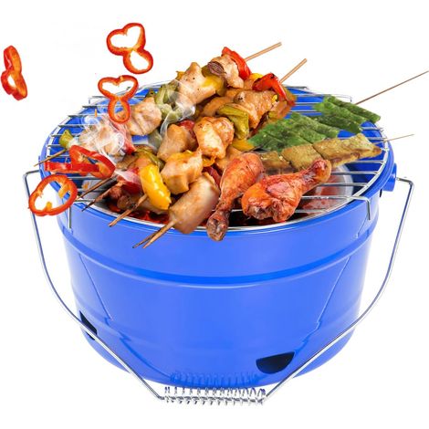1 Barbecue Charbon De Bois, Portable, Acier Inoxydable, Pliable, Jardin Camping