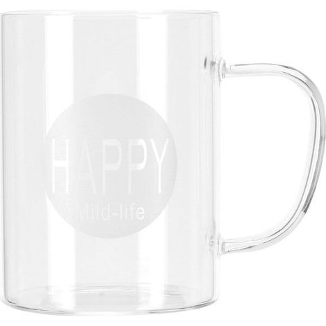 Taza de café de 350 ml, de vidrio borosilicato transparente con asa también se puede usar para té y leche. (1/5)