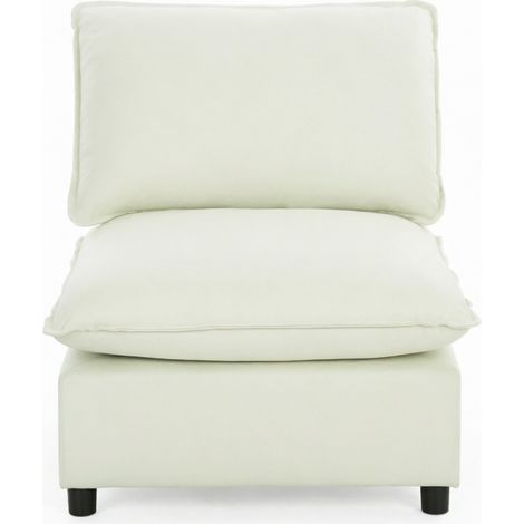 Fauteuil de salon 74x85x78 cm en tissu ivoire, gain de place, moderne pour petit espace FloraGrace (1/4)