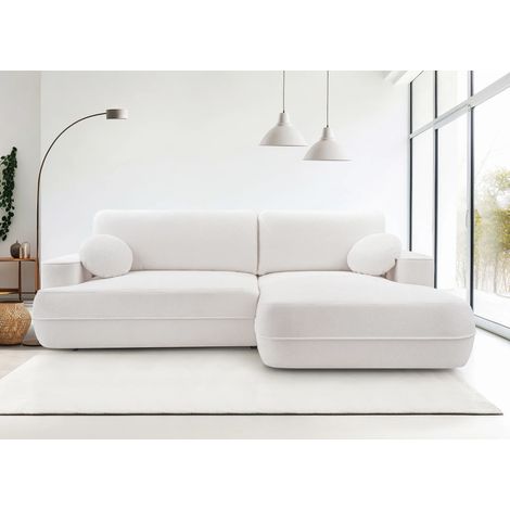 AX LIVING Ecksofa mit Schlaffunktion Peoni 267cm weiß mit Bettkasten R