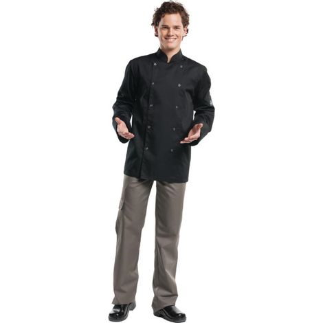 Veste de cuisine mixte Chaud Devant Hilton Poco manches longues noire L