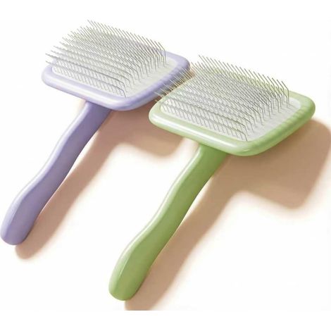 Lot de 2 Peignes Toilettage Chien Chat Dents Fines Anti-Puces Tiques Vert Violet Brosse Démêlante Douce (1/5)