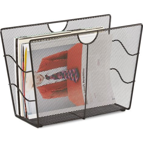 Porte-revues et porte-documents vertical en maille métallique — Support simple pour documents de bureau et livres — Dimensions : 27 (H) x 39 (L) x 17 (P) cm (1/4)
