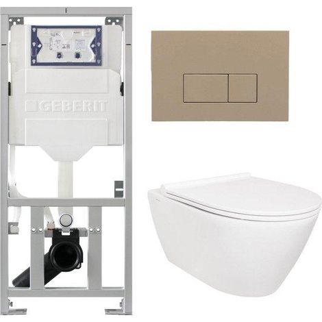 QeramiQ Salina Pack WC - sans bride - réservoir encastré Geberit - à fond creux WC suspendu - softclose - quickrelease - panneau de commande avec plan