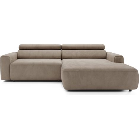 Selsey Fando - Ecksofa mit Schlaffunktion, L-Form, Velours Beige, 252 cm (1/5)