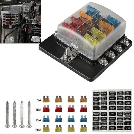 Boîte à fusibles à 8 voies avec couvercle transparent, étanche, pour applications électriques automobiles et marines (1/5)