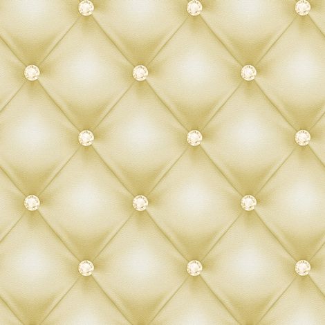 Papier peint trompe l'oeil jaune – Tapisserie 3D aspect cuir avec diamant doré – Dimensions 10,05 x 0,53 m – Raccord droit 21 cm – Bricoflor (1/5)