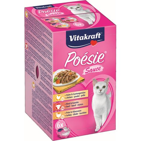 Vitakraft Katzenfutter Poesie Sauce, Multipack - 8x 6 Schalen (1/2)