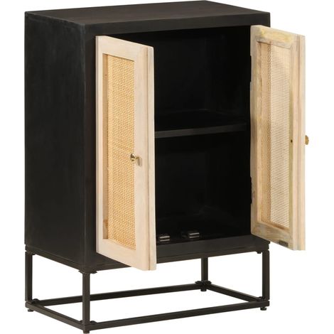 Maison Exclusive - Credenza Nera 55x30x76 cm in Legno Massello di Mango e Ferro (1/5)