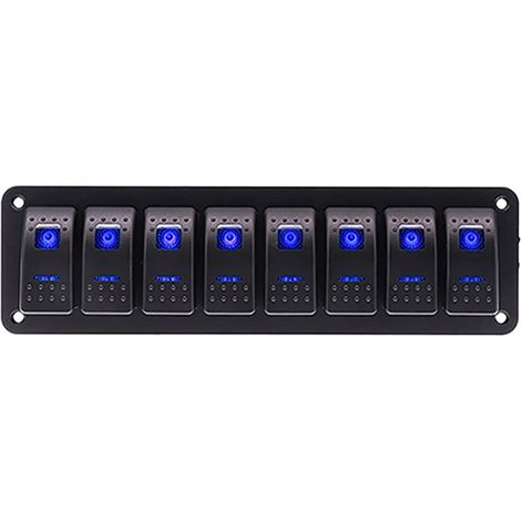 Panneau d’interrupteurs combiné à 3/4/5/6/8 voies, 12 V/24 V, panneau d’interrupteurs à levier modifié avec lumière LED, universel, pour bateaux, voitures, camping-cars, caravanes (1/5)