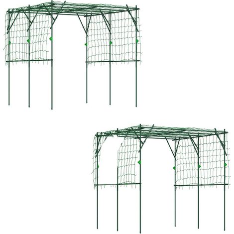 2er-Set rankgitter aus Stahl rostfrei Rankhilfe mit Dreieckig Stützdesign 223x223x223 cm Rosenbogen für Kletterpflanzen Garten Spalier für Zimmerpflanzen Pflanzenspalier für Gemüse Blumen Grün