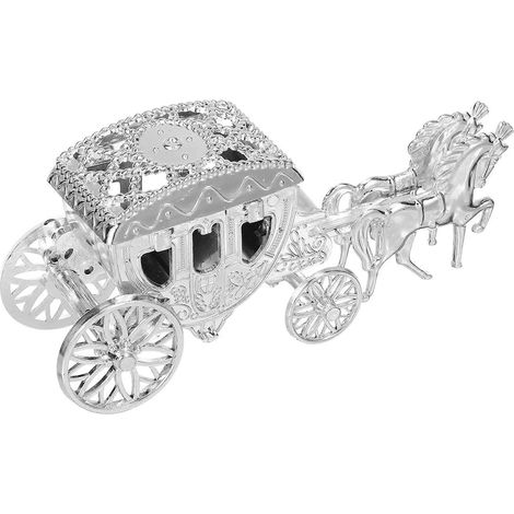 Boîtes à dragées en forme de carrosse pour mariage, boîtes à chocolats, coffrets cadeaux, cadeaux pour événements, soirées et fêtes (argenté) (1/4)