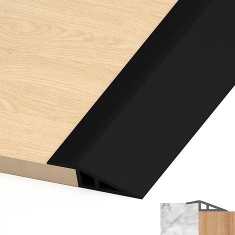 Barre de Seuil Adhesive Noir Seuil de Porte pour Hauteur 7-10mm 2M  Bande de Transition de Sol Autocollante en PVC, Adhesif Rattrapage de Niveau pour Relier Les Joints de Sol et Les Transitions (1/5)
