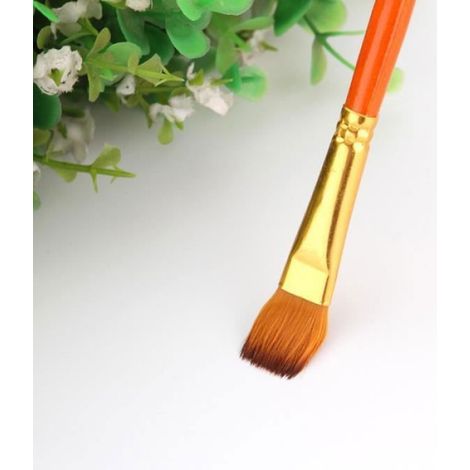 Pinceau de Peinture - Nylon - Poignée Bois - Pour Enfants et Débutants - 10 Pièces (1/4)
