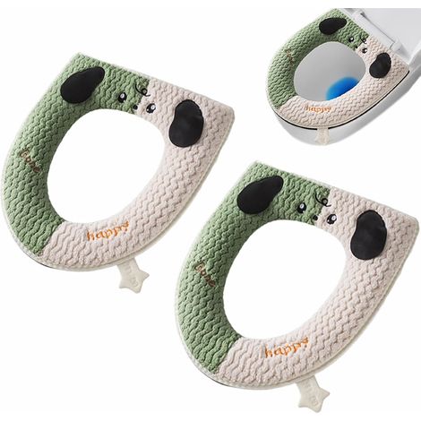 Lot de 2 protège-sièges de toilette chauds pour l'automne et l'hiver - Doux, épais, lavables et confortables, compatibles avec la plupart des abattants de toilettes. (1/5)
