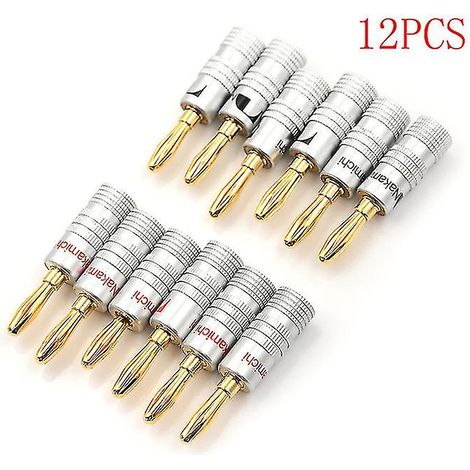 Lot de 12 connecteurs adaptateurs de fiches bananes pour haut-parleurs Nakamichi dorés (1/5)