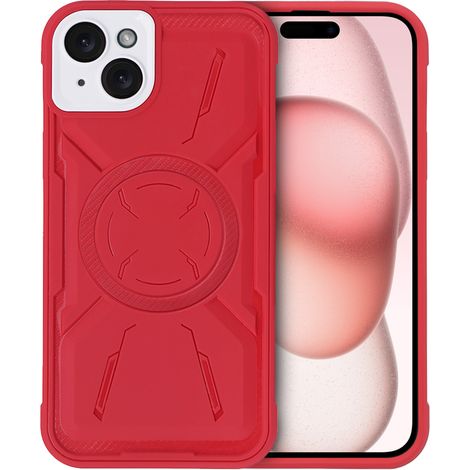 Custodia per iPhone 15 Plus, Erbord Armor Mag per MagSafe, rossa (1/5)