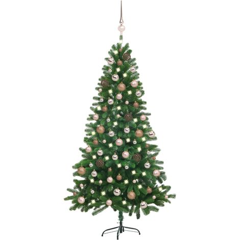 Arbre de Noël artificiel  Sapin de Noël  Décoration de Fête de Noël avec LED et boules 150 cm Vert ETJTE960238 (1/5)