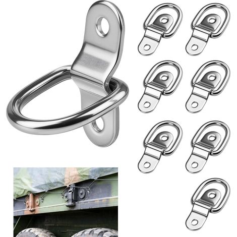 8 Pièces Anneau Arrimage Crochet Arrimage Anneau en D de Couleur argentée pour Charges sur Remorques, Camions, Fourgonnettes, SUV, Camping-Cars, VTT, Bateaux, etc. (1/5)