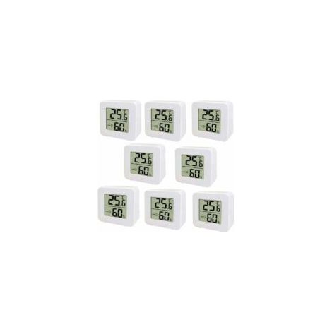 Mini-LCD-Thermometer, digitales Thermometer-Hygrometer für Innenräume, Temperatur- und Feuchtigkeitsmesser, digitales Hygrometer für Kinderzimmer, Wohnzimmer, Büro, 8er-Pack - Crezuo (1/4)