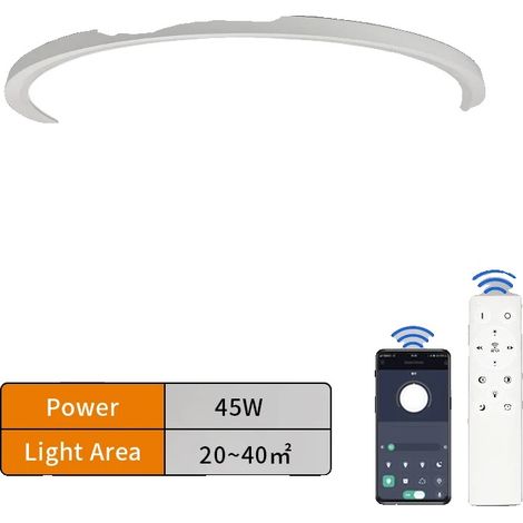 Lámpara de techo, control inteligente, regulable, 45 W - Blanca (1/2)