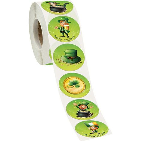 1 Rolle mit 500 Stück Kleeblatt-Aufklebern zum St. Patrick's Day – Geschenkverpackungsetiketten-3.8x3.8cm (1/3)