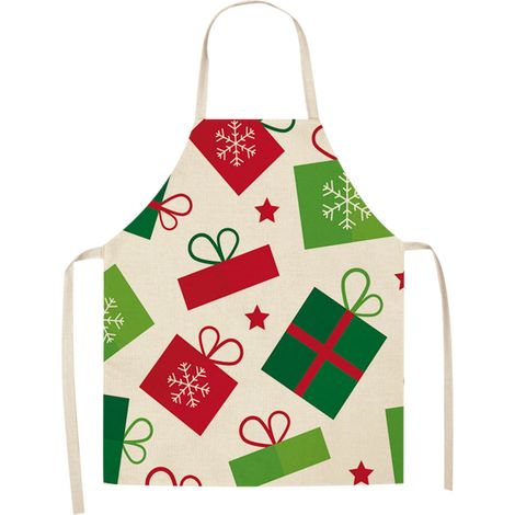 Tablier De Cuisine - Tablier De Fête Avec Bretelles Réglables - Motif Bonhomme De Neige - Pour Cuisiner Et Fêtes De Fin D Année - 1 Pièce (1/5)