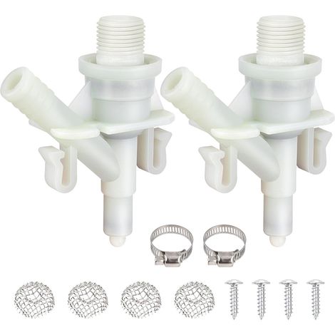 385311641 Ersatz-Wasserventil-Set für Dometic und Sealand 300, 301, 310, 311, 320, 321 Serie Pedalspültoiletten für Wohnwagen und Wohnmobile, inklusive Schlauchschelle und Befestigungsmaterial (2er-Pa