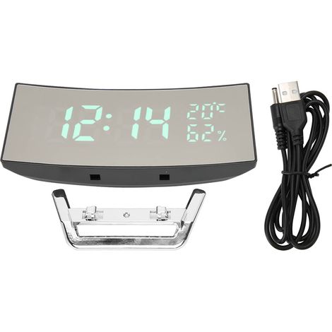Réveil numérique avec écran incurvé rétroéclairé LED, affichage 12/24H, capteur de luminosité intelligent, gradation automatique, pour chambre, bureau ou dortoir. (1/5)