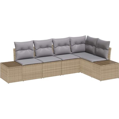 Maison Exclusive - Gartensofa-set 5 pcs Beige und Hellgrau Poly-R