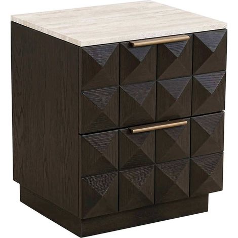 Table de nuit Claremont 2 tiroirs bois foncé - Bois foncé et beige (1/5)