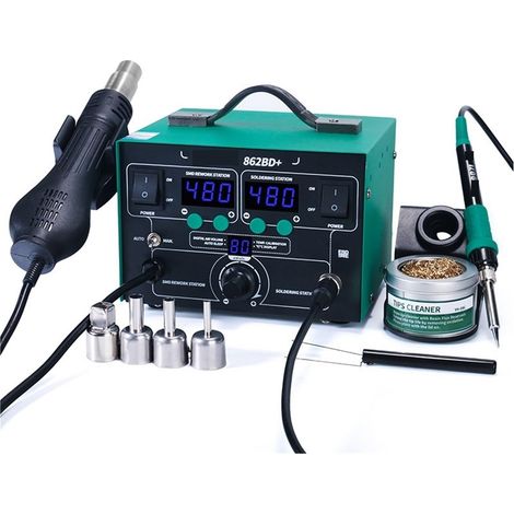 Digital Soldering Station 862BD + Station De Soudage À Air Chaud, Bricolage, Station De Retouche Numérique, Réparation De Téléphone, Outil De Soudure BGA SMD Safety with Great Value(A)