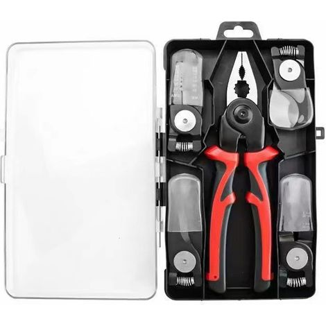Pince multifonction 5-en-1 avec mâchoires à changement rapide, acier à outils, poignée manuelle pour dénuder, sertir et couper les fils. (1/5)