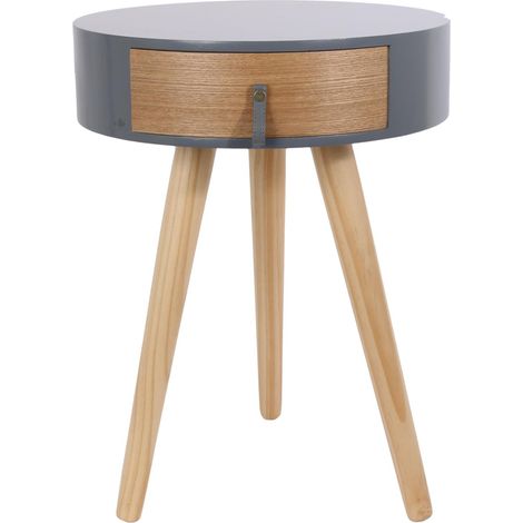 Table de chevet 1 tiroir en bois collection NORA coloris gris (1/5)