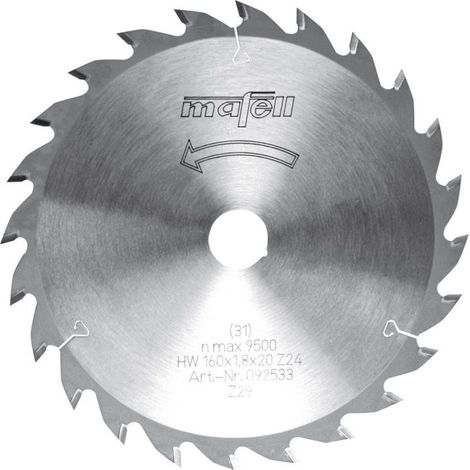 Mafell – Lame de scie circulaire 160mm pour bois dur – 24 dents denture alternée – Alésage 20mm – 92533 (1/3)