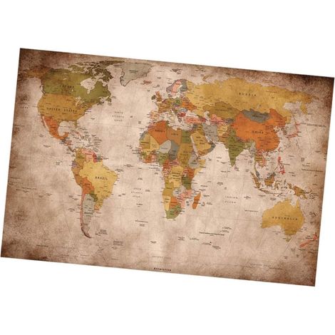 Carte Monde Vintage Imprimée Tapisserie Murale Délicate Couverture Murale Carte Décoration Intérieure Salon Chambre (1/5)
