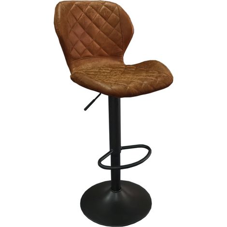 Tabouret de bar Malaga PU Cognac - Pieds métal vintage H-H 90-111 x B-L 48 x D-P 52 cm (1/5)
