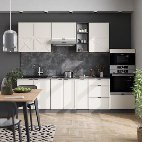 Cuisine Fame-Line, GrisBeige/Anthracite, 280 cm , PT Chêne, Vicco