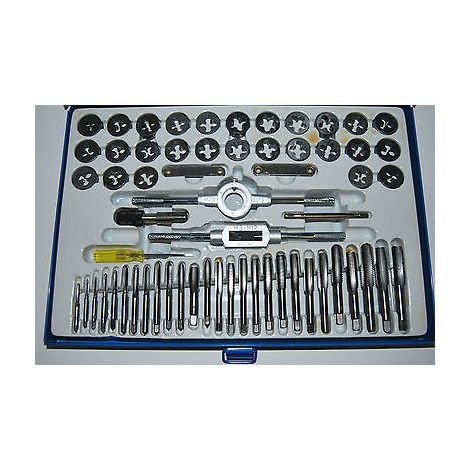 SET 60 PZ MASCHI E FILIERA FILIERE  CHROME VANADIUM METRICHE pollici filettare OX