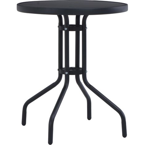 Table d'extérieur Table de salon de jardin - Noir 80 cm Acier et verre BV694166 - BonneVie (1/3)