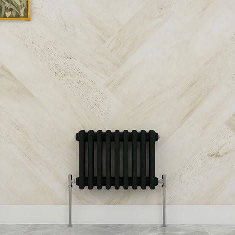 SKY Bathroom 300x425mm 3 Column Radiator Horizontal Black Traditional Column Radiator